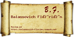 Balassovich Flórián névjegykártya